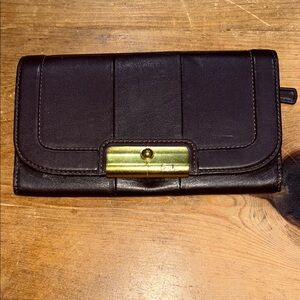 Vintage Chocolate Brown Coach Leather Trifold Wallet